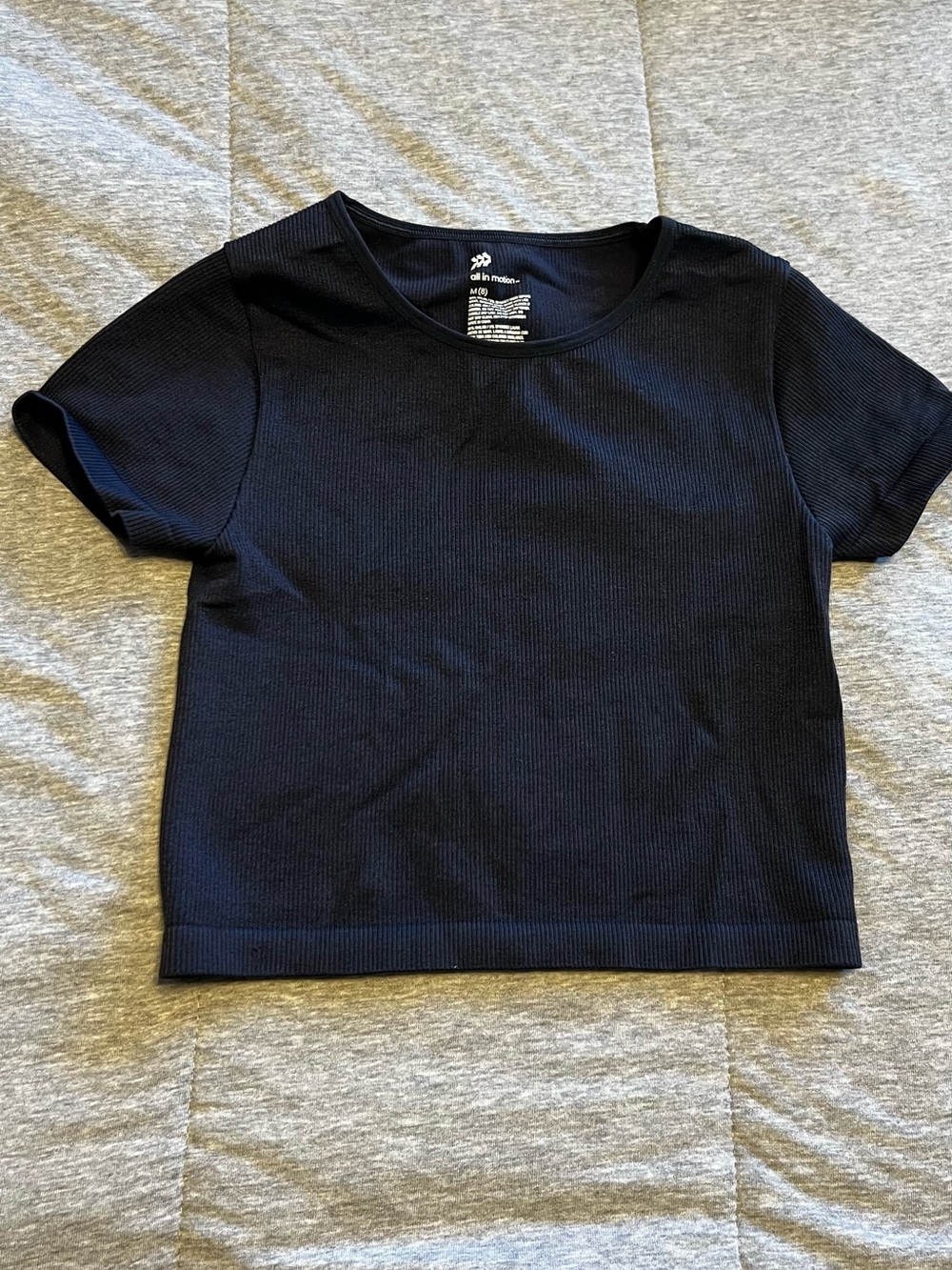 all in motion Dark Navy Ribbed Short Sleeve Crewneck Tee | Girls M (8)
